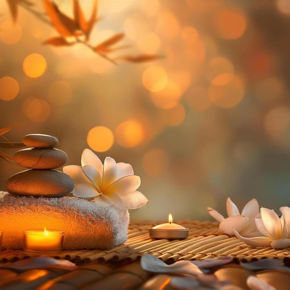 Relaxing spa massage setup with soft lighting and comfortable treatment bed.